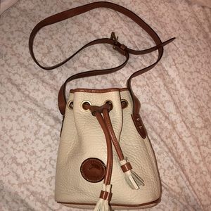 Dooney & Bourke Cream Drawstring Leather Purse